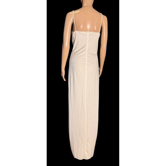 VTG 70s Woolite Maxi Dress White Pleated Asymmetrical Dress Cottagecore Marylin - Picture 10 of 16